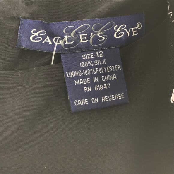 Eagle's Eye 2 Piece Floral SILK Open Front Sweater & Sheath Dress Black Large - Picture 9 of 11